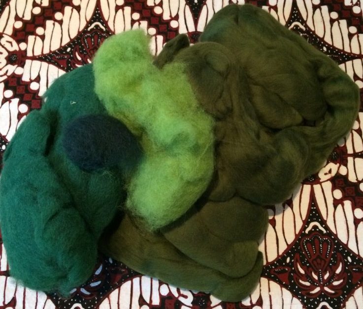 Filt i grønne farver brugt til min filt bolde