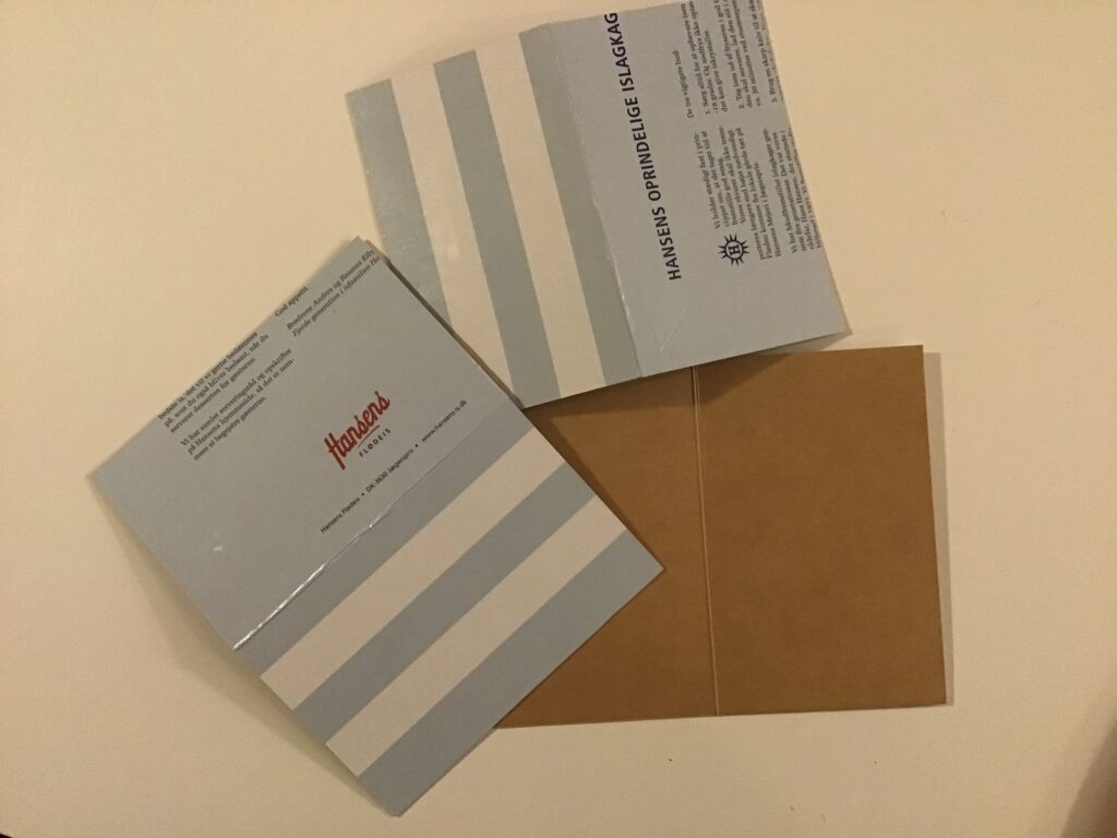Upcyclet kasse lavet til kort
