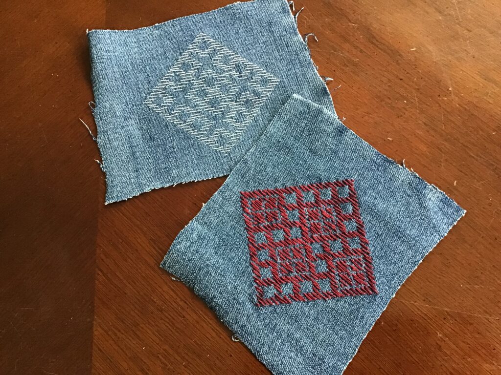 Jeansstof med japansk broderi